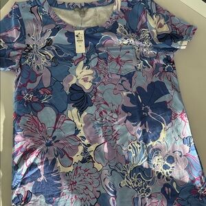 Talbots Blue and Pink Floral Tee